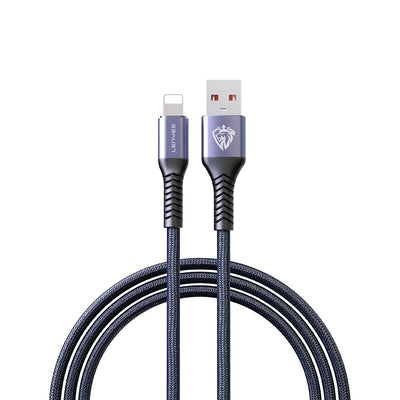 Lenyes LC510 USB-A to Lightning 2.4A Örgü Tasarımlı Hızlı Şarj Özellikli Data ve Şarj Kablosu 1M Siyah