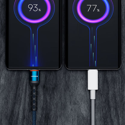 Lenyes LC515 USB-A to Lightning Hızlı Şarj Özellikli Örgülü Data ve Şarj Kablosu 3A 1M