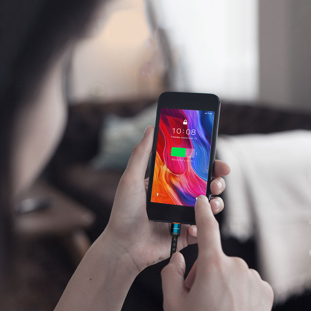 Lenyes LC515 USB-A to Lightning Hızlı Şarj Özellikli Örgülü Data ve Şarj Kablosu 3A 1M