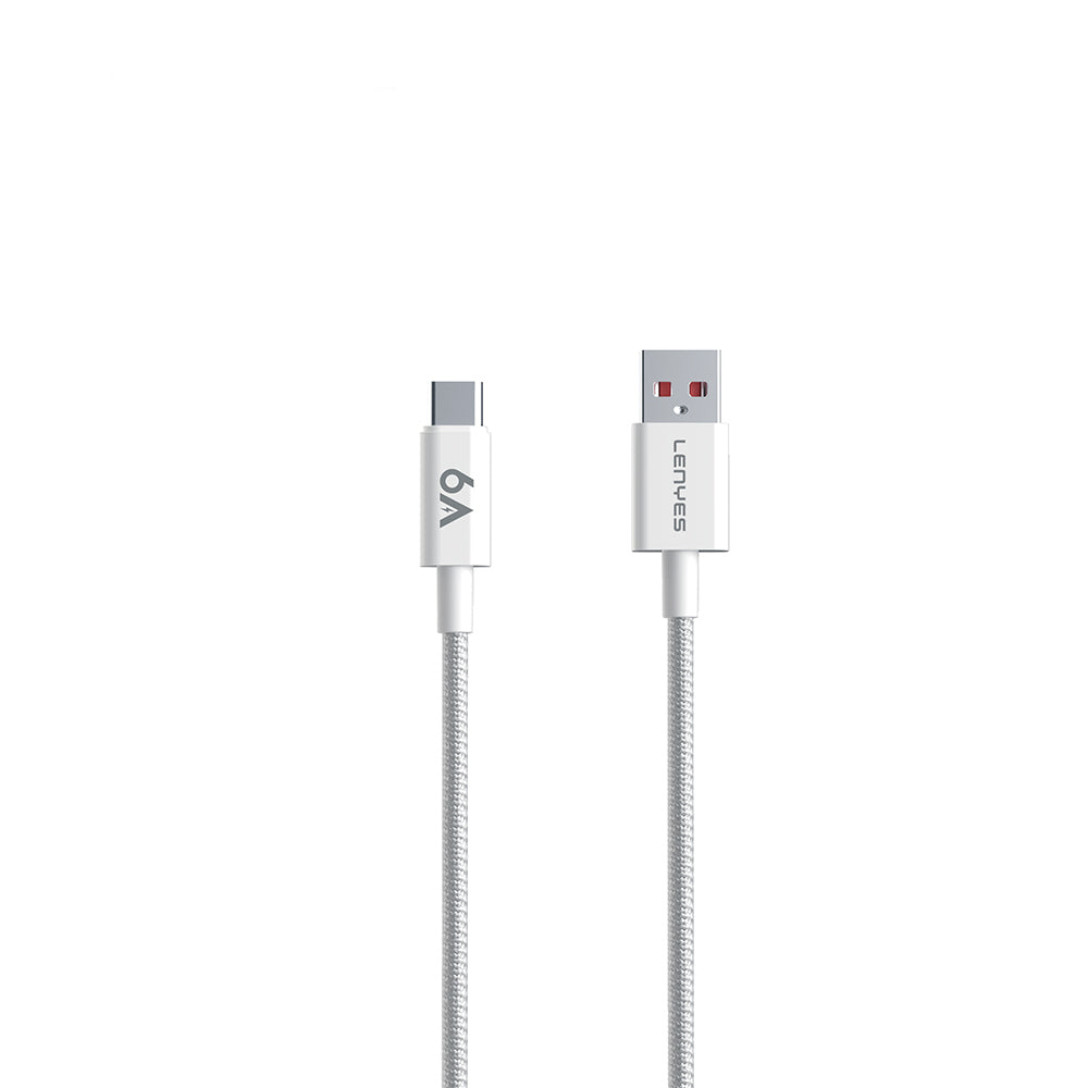 Lenyes LC518 USB-A to Type-C 6A Örgü Tasarımlı Hızlı Şarj Özellikli Data ve Şarj Kablosu 66W 1M