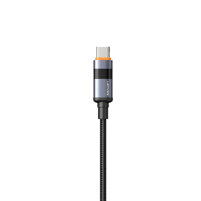 Lenyes LC529 USB-A to Type-C LED Dijital Göstergeli Hızlı Şarj Özellikli Data ve Şarj Kablosu 66W 1M Siyah