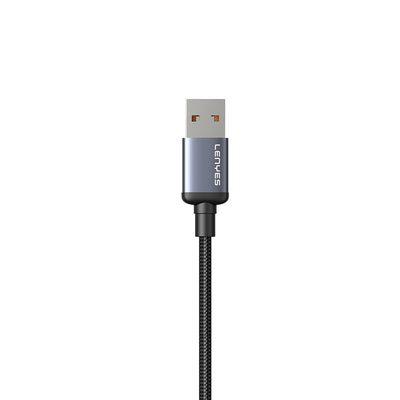Lenyes LC529 USB-A to Type-C LED Dijital Göstergeli Hızlı Şarj Özellikli Data ve Şarj Kablosu 66W 1M Siyah