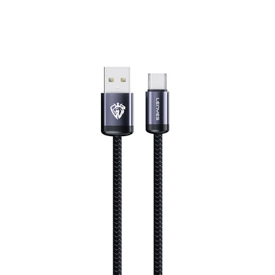 Lenyes LC537 USB-A to Micro Hızlı Şarj Özellikli Örgülü Data ve Şarj Kablosu 10W 1M Siyah