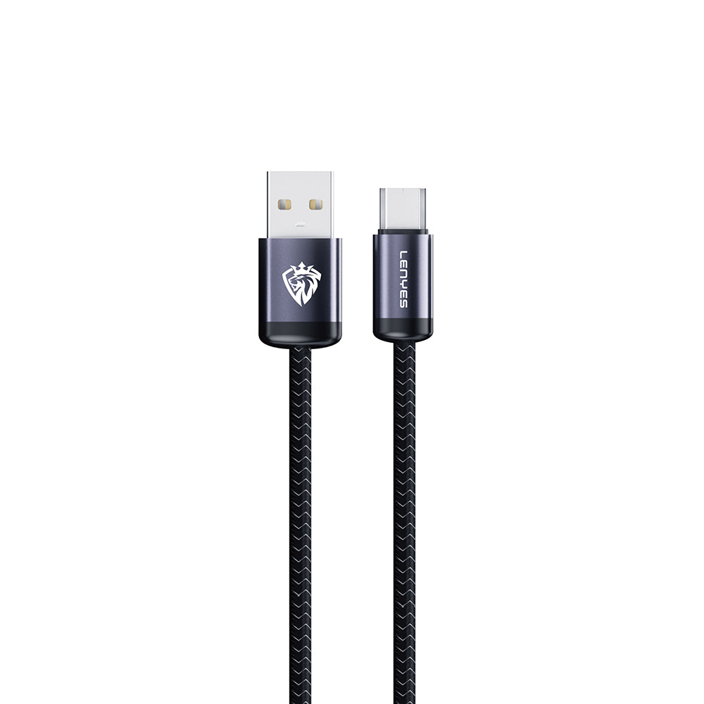 Lenyes LC537 USB-A to Micro Hızlı Şarj Özellikli Örgülü Data ve Şarj Kablosu 10W 1M Siyah