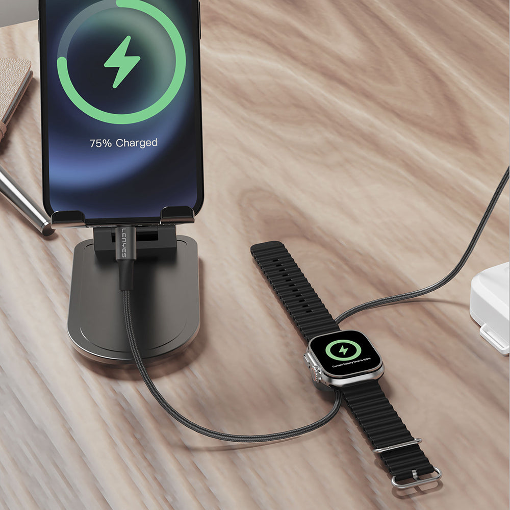 Lenyes LC540 Type-C to Type-C + Akıllı Saat Şarj Kablosu 100W 1.2M