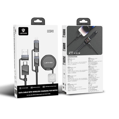 Lenyes LC541 USB-A + Type-C to Lightning – Type-C – Akıllı Saat Şarj Kablosu 60W 1M