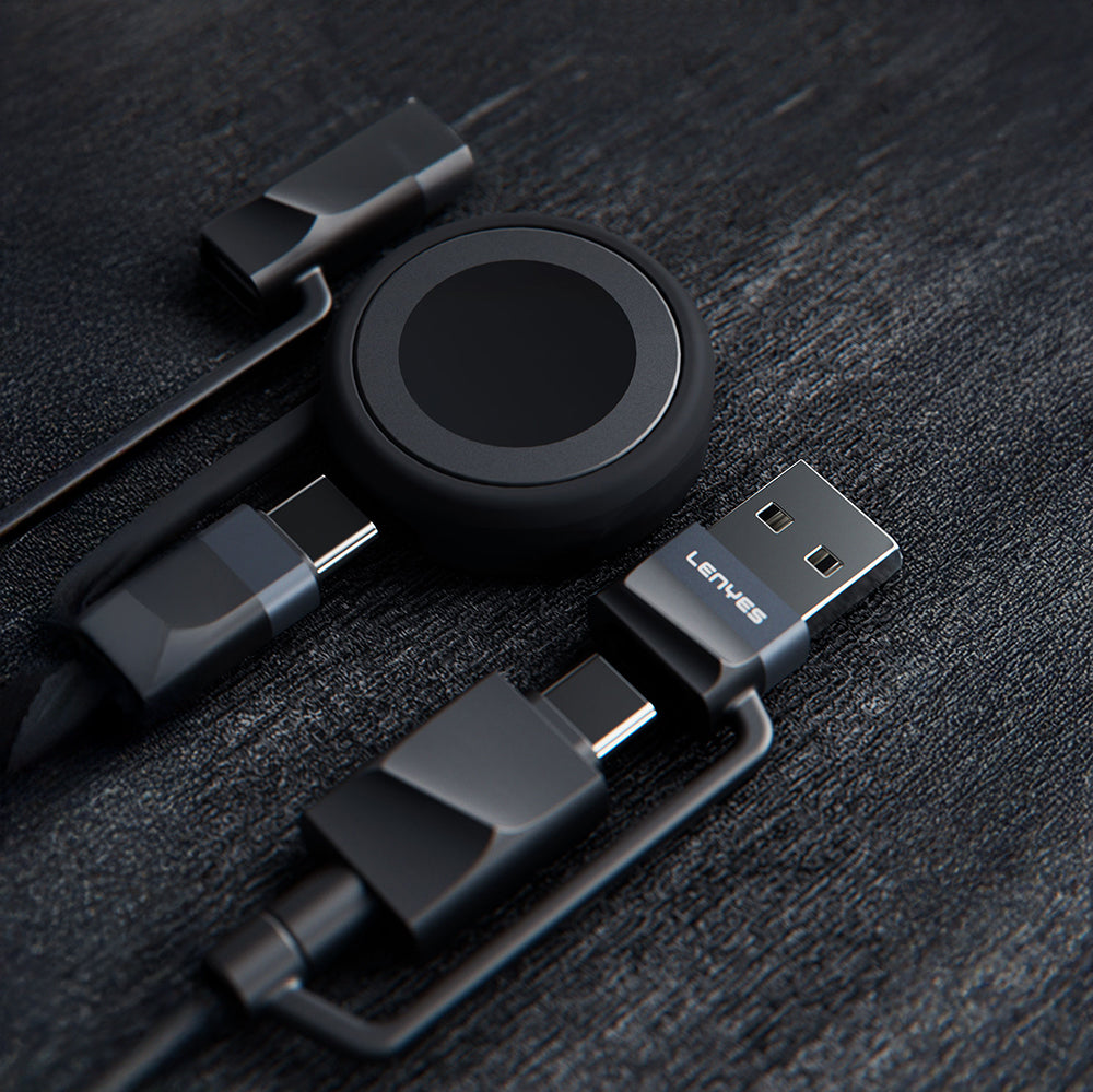 Lenyes LC541 USB-A + Type-C to Lightning – Type-C – Akıllı Saat Şarj Kablosu 60W 1M