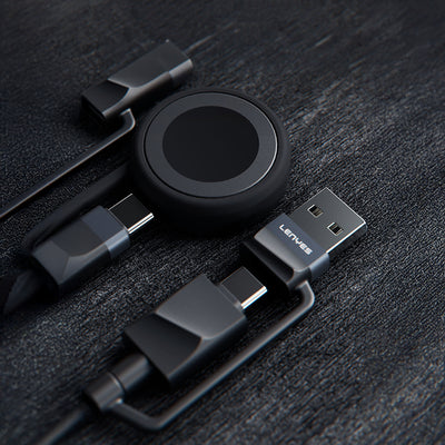 Lenyes LC541 USB-A + Type-C to Lightning – Type-C – Akıllı Saat Şarj Kablosu 60W 1M Siyah