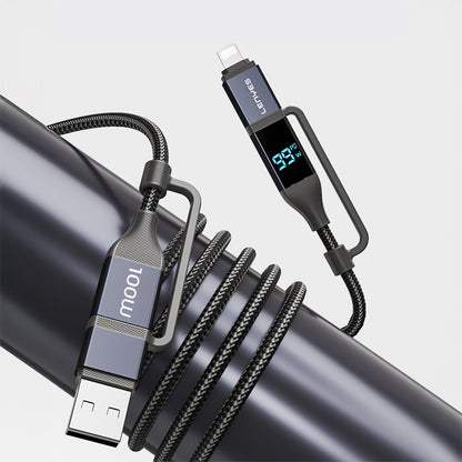 Lenyes LC542 Dijital Göstergeli 4in1 USB-A - Type-C + Type-C to Lightning 100W 1M