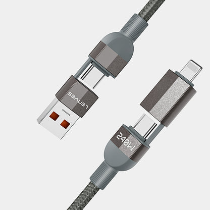 Lenyes LC543 4in1 Hızlı Şarj Özellikli USB-A - Type-C + Type-C to Lightning Data ve Şarj Kablosu 240W 1M