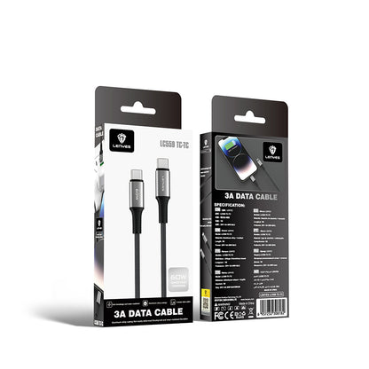 Lenyes LC559 Type-C to Type-C PD Örgü Tasarımlı Hızlı Şarj Özellikli Data ve Şarj Kablosu 60W 1M