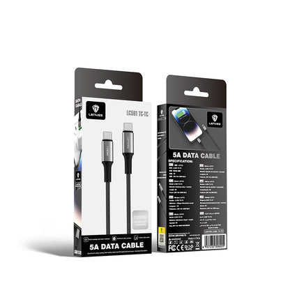 Lenyes LC561 Type-C to Type-C PD Örgü Tasarımlı Hızlı Şarj Özellikli Data ve Şarj Kablosu 100W 1M