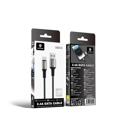 Lenyes LC565 USB-A to Type-C Örgü Tasarımlı Hızlı Şarj Özellikli Data ve Şarj Kablosu 12W 1M