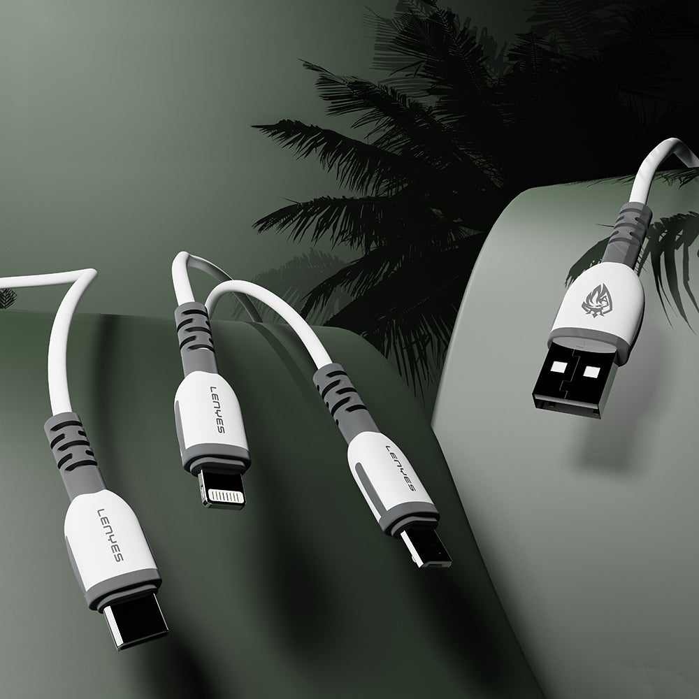 Lenyes LC979 USB-A to Lightning Hızlı Şarj Özellikli Data ve Şarj Kablosu 2.4A 1M Beyaz