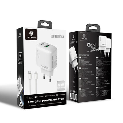 Lenyes LCH91-TC-L Type-C to Lightning GaN Teknolojili PD ve USB Hızlı Şarj Özellikli Şarj Seti 20W