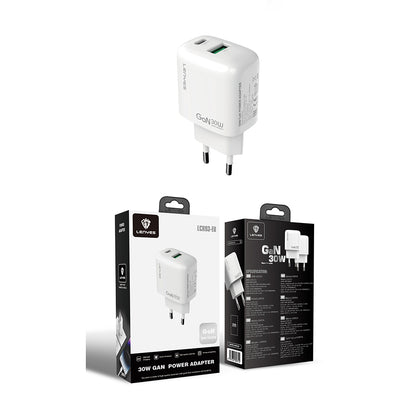 Lenyes LCH93 Type-C ve USB GaN Teknolojili PD Hızlı Şarj Özellikli Şarj Başlığı 30W