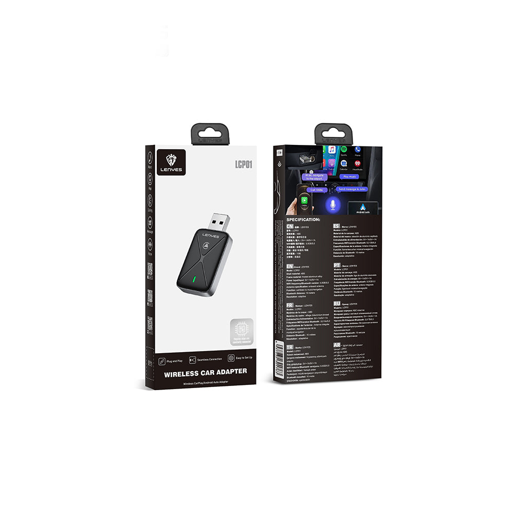 Lenyes LCP01 USB Bluetooth 5.0 Wireless Transmitter Adaptör Siyah