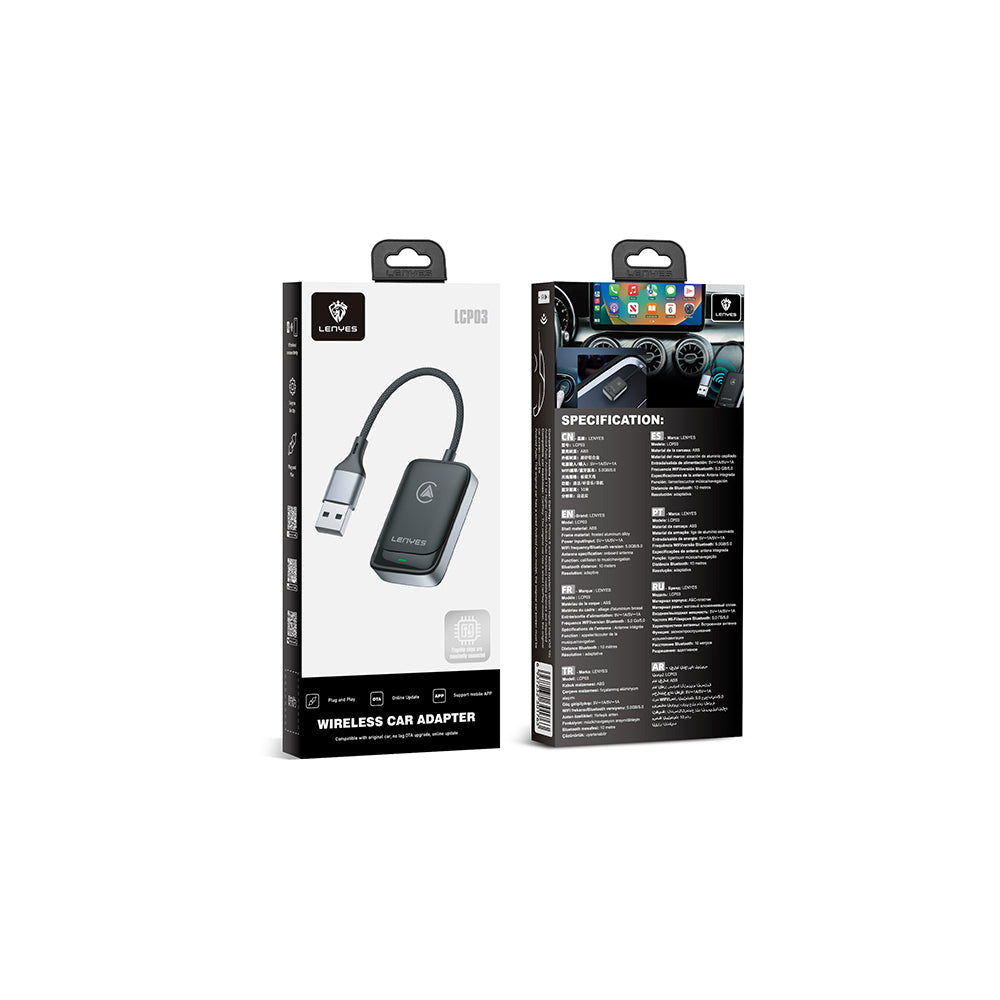 Lenyes LCP03 Android Auto Destekli CarPlay USB Bluetooth 5.0 Wireless Transmitter Adaptör