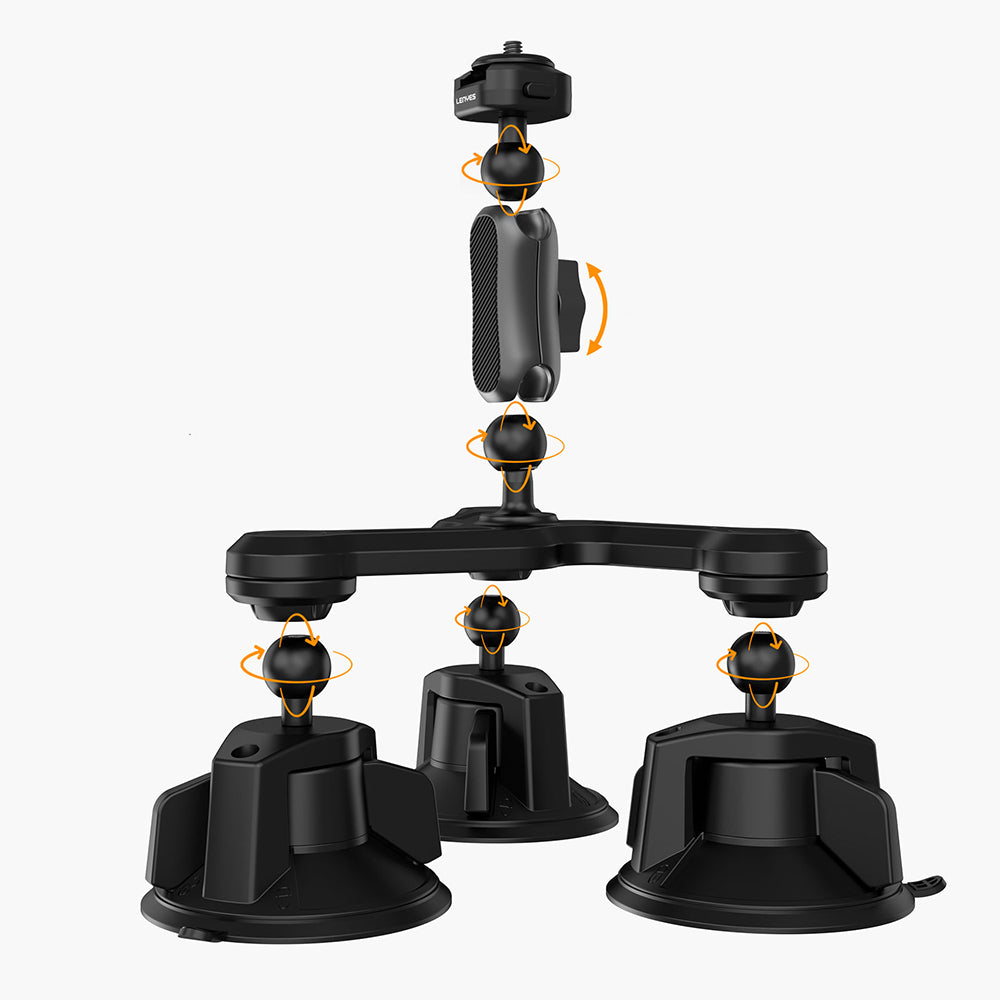 Lenyes LCT101 360° Ayarlanabilir 3 Vantuzlu Aksiyon Kamera Tutucu