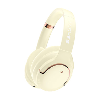 Lenyes LH61 Katlanabilir Tasarımlı TWS Kulak Üstü Bluetooth Kulaklık v5.4 Krem