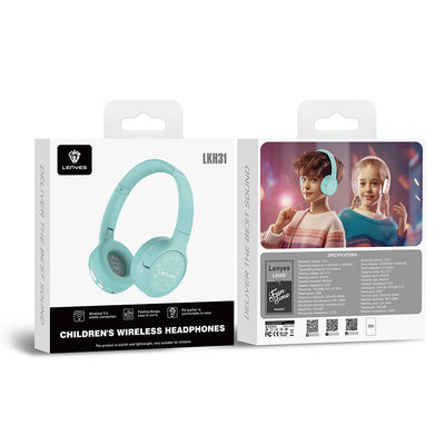 Lenyes LKH31 Ayarlanabilir Çocuklara Özel Kulak Üstü Kablolu ve Bluetooth Kulaklık v5.4 Pembe
