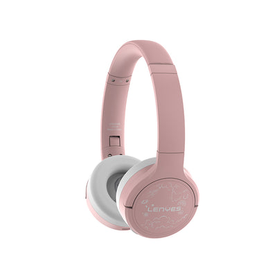 Lenyes LKH31 Ayarlanabilir Çocuklara Özel Kulak Üstü Kablolu ve Bluetooth Kulaklık v5.4 Pembe