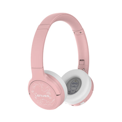 Lenyes LKH31 Ayarlanabilir Çocuklara Özel Kulak Üstü Kablolu ve Bluetooth Kulaklık v5.4 Pembe