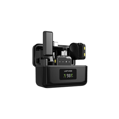 Lenyes LM205 2in1 Type-C Şarj Portlu Yapay Zeka Gürültü Engelleyicili Type-C ve Lightning Bağlantılı Kablosuz Yaka Mikrofonu