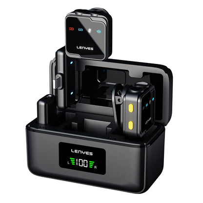 Lenyes LM205 2in1 Type-C Şarj Portlu Yapay Zeka Gürültü Engelleyicili Type-C ve Lightning Bağlantılı Kablosuz Yaka Mikrofonu