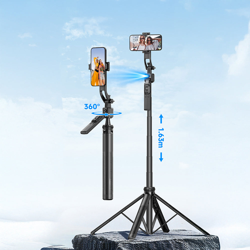 Lenyes LPH107 Canlı Yayın Dolgu Işıklı Kumandalı 360 Derece Dönebilen Selfie Çubuğu ve Tripod