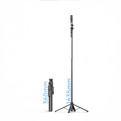 Lenyes LPH107 Canlı Yayın Dolgu Işıklı Kumandalı 360 Derece Dönebilen Selfie Çubuğu ve Tripod Siyah