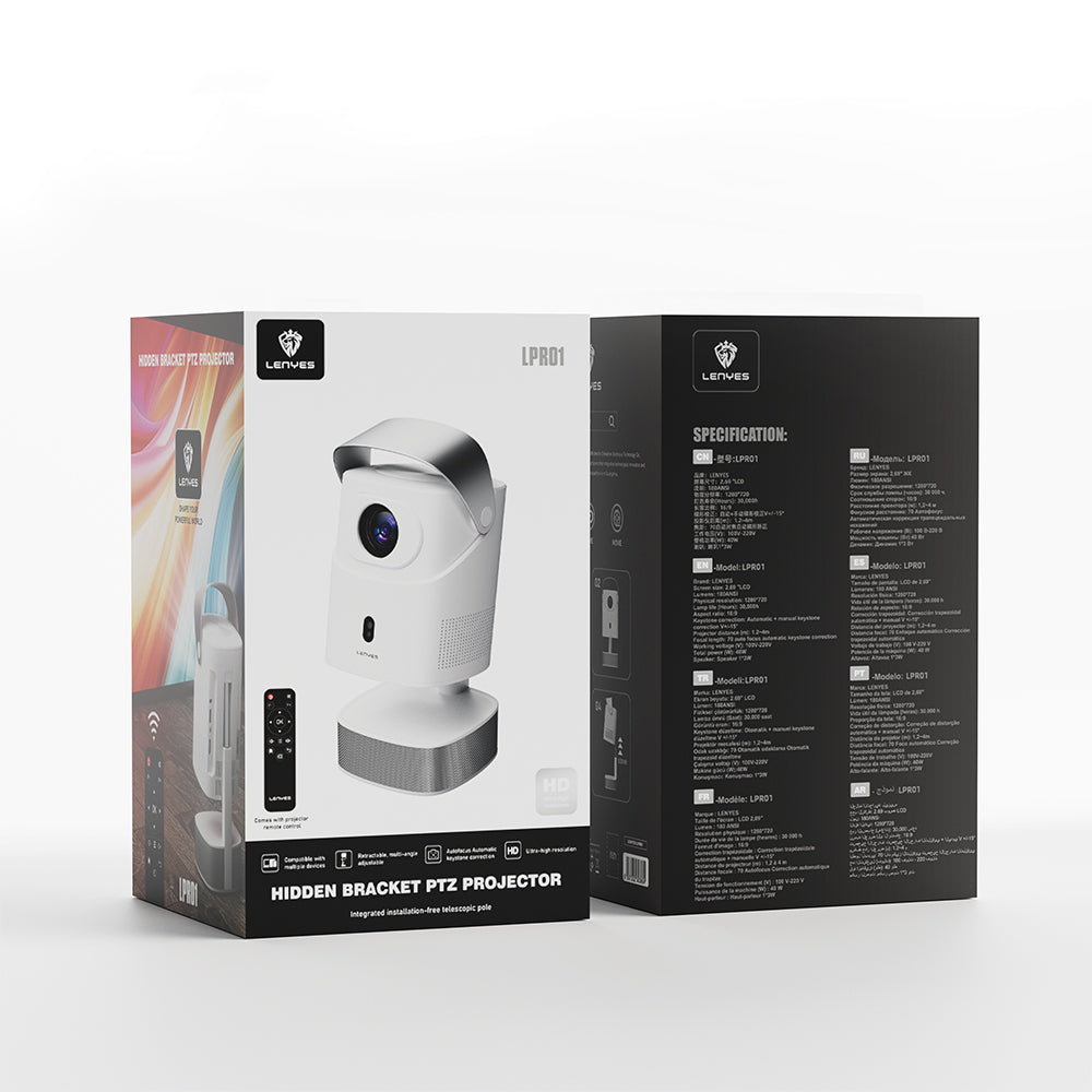 Lenyes LPR01 2.69" LCD Projektör Yansıtma Cihazı Otomatik ve Manuel Keystone Özellikli