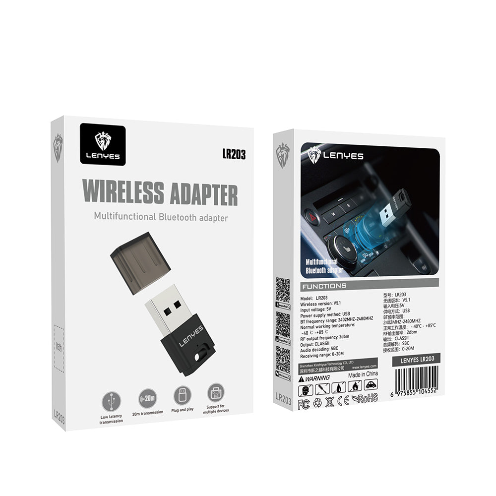 Lenyes LR203 USB Bluetooth 5.0 Wireless Transmitter Adaptör