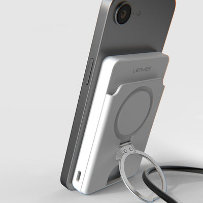 Lenyes PW0006D PD 20W Hızlı Şarj Özellikli Kartlıklı Standlı Wireless Powerbank 15W 5000mAh Beyaz
