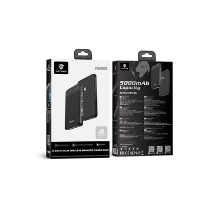 Lenyes PW0008D PD 20W LED Ekranlı Yapay Zeka Destekli Ultra İnce Wireless Powerbank 15W 5000mAh
