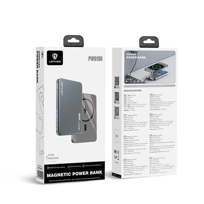Lenyes PW019D PD 20W Ultra İnce Hızlı Şarj Özellikli Wireless Powerbank 15W 5000mAh