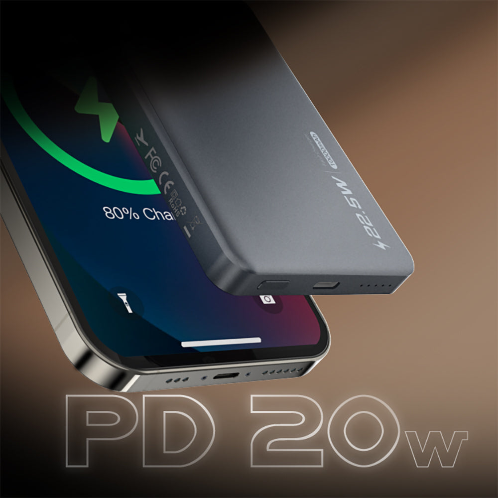 Lenyes PW019D PD 20W Ultra İnce Hızlı Şarj Özellikli Wireless Powerbank 15W 5000mAh Gold