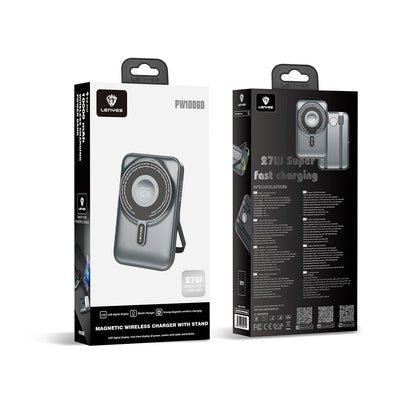 Lenyes PW1006D Dijital LED Ekranlı Standlı Wireless Powerbank 15W 10000mAh