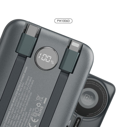 Lenyes PW1006D Dijital LED Ekranlı Standlı Wireless Powerbank 15W 10000mAh