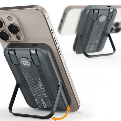 Lenyes PW1006D Dijital LED Ekranlı Standlı Wireless Powerbank 15W 10000mAh
