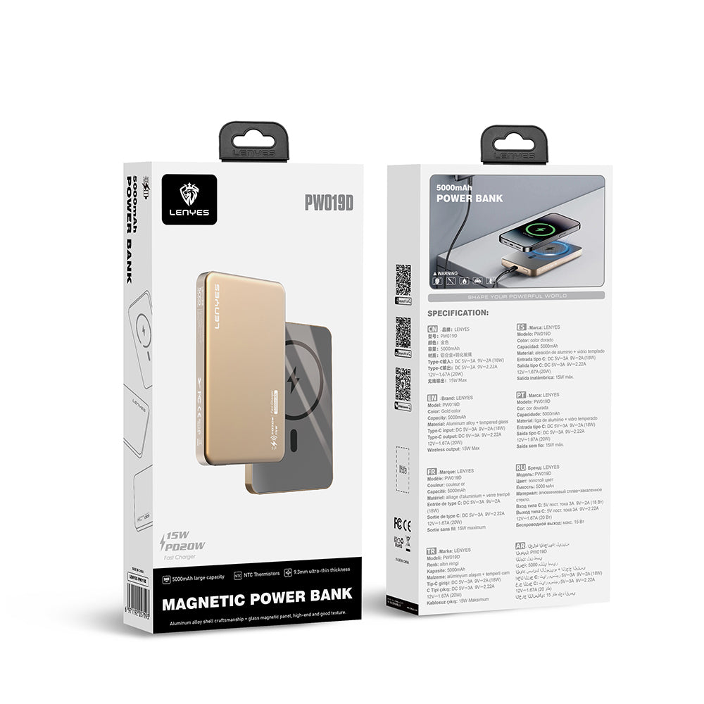 Lenyes PW119D PD 20W Ultra İnce Hızlı Şarj Özellikli Wireless Powerbank 15W 10.000mAh