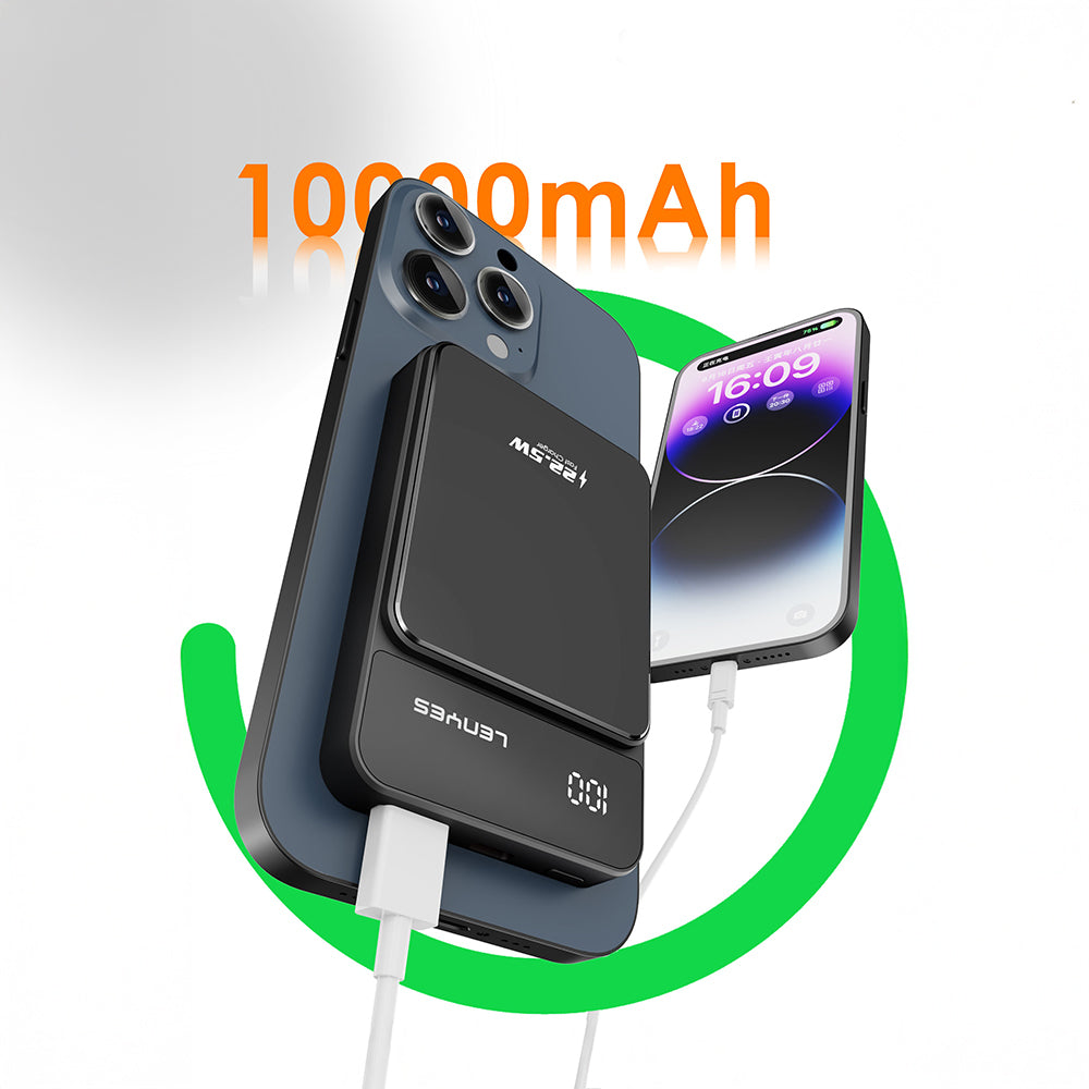 Lenyes PW126D Dijital LED Ekranlı Kablosuz Şarj Özellikli Powerbank 22.5W 10.000mAh