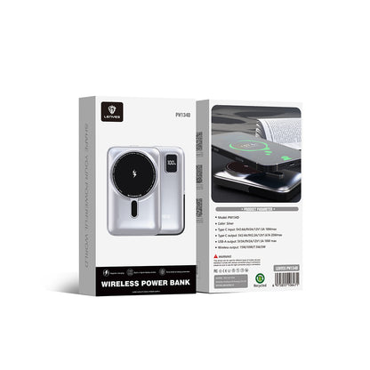 Lenyes PW134D 20W Ultra İnce Dijital LED Ekranlı Standlı Wireless Powerbank 15W 10000mAh