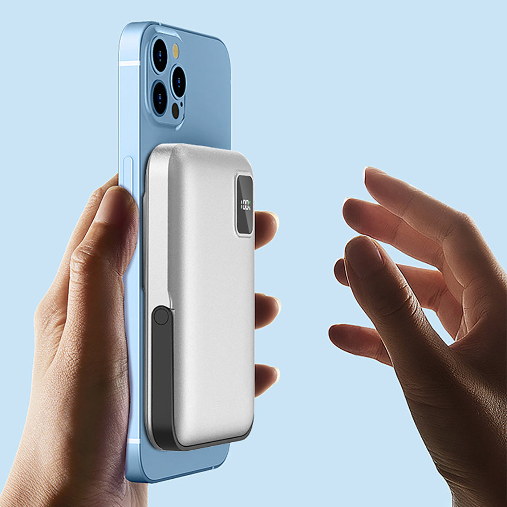 Lenyes PW134D 20W Ultra İnce Dijital LED Ekranlı Standlı Wireless Powerbank 15W 10000mAh