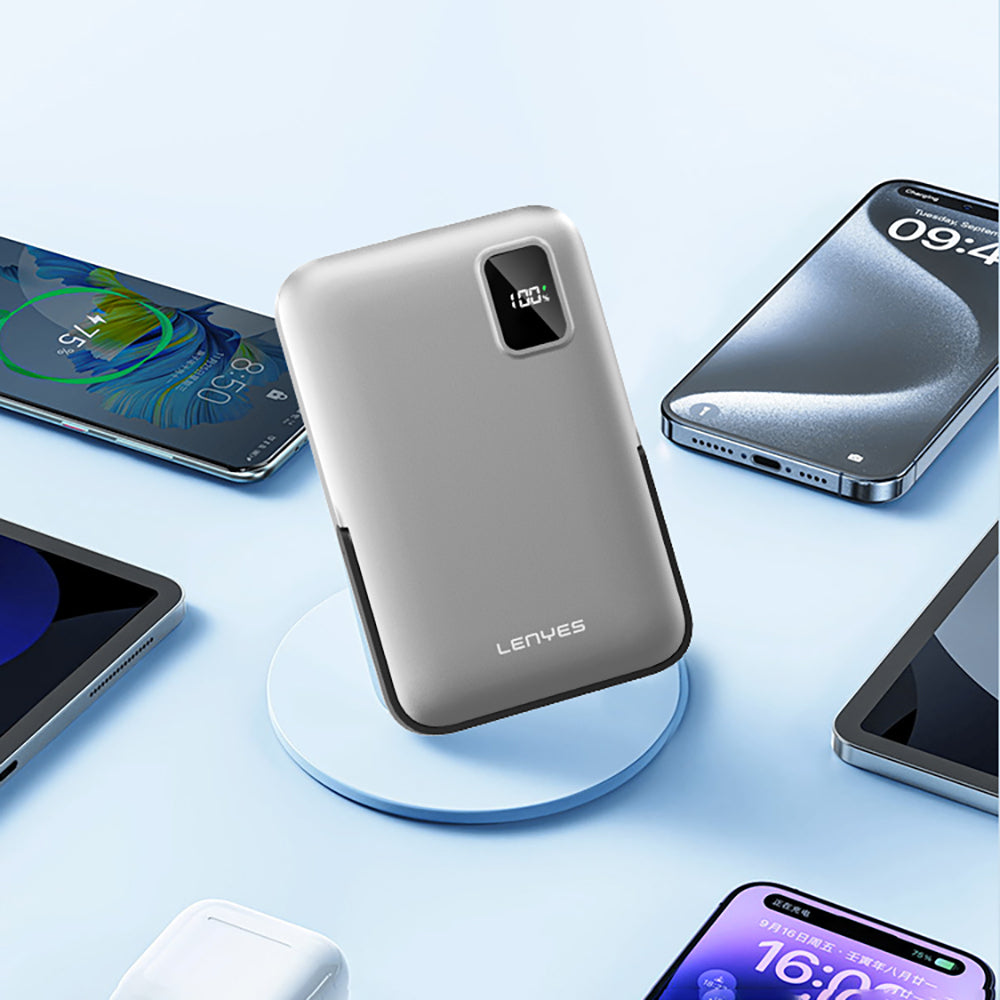 Lenyes PW134D 20W Ultra İnce Dijital LED Ekranlı Standlı Wireless Powerbank 15W 10000mAh
