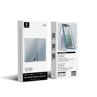 Lenyes PW137D 20W Ultra İnce Dijital LED Ekranlı Wireless Powerbank 15W 10000mAh Füme