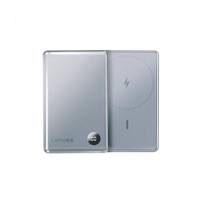 Lenyes PW137D 20W Ultra İnce Dijital LED Ekranlı Wireless Powerbank 15W 10000mAh Füme