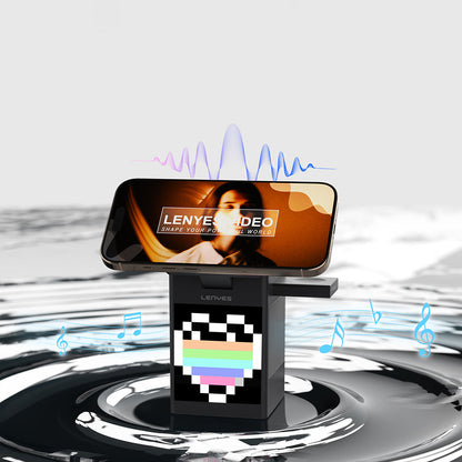 Lenyes PW320 Qi2 Şarj Teknolojili Alarmlı Bluetooth Speaker Özellikli Telefon&Akıllı Saat&Kulaklık 15W 6in1 Kablosuz Şarj Standı