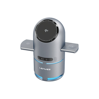 Lenyes PW321 Qi2 Şarj Teknolojili Bluetooth Speaker Hoparlör Özellikli Telefon&Akıllı Saat&Kulaklık 15W 4in1 Kablosuz Şarj Standı