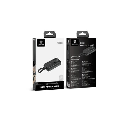 Lenyes PX0001D Akıllı Saat Kablosuz Şarj Özellikli Taşınabilir Type-C Kablolu Powerbank 2000mAh 2W Siyah